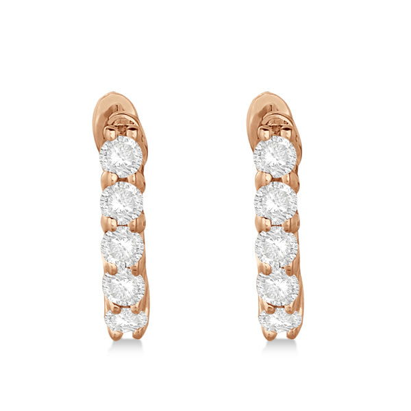 Hinged Hoop Diamond Huggie Style Earrings 14k Rose Gold (0.25ct)