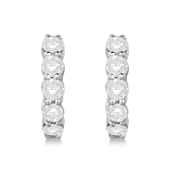 Hinged Hoop Diamond Huggie Style Earrings 14k White Gold (2.00ct)