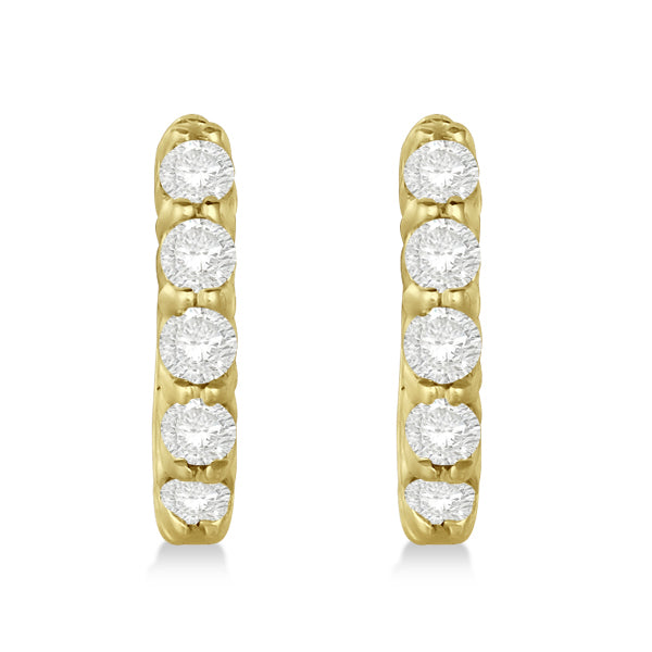 Hinged Hoop Diamond Huggie Style Earrings 14k Yellow Gold (0.33ct)