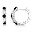 Prong Set Black & White Diamond Hoop Earrings 14k White Gold (1.94ct)