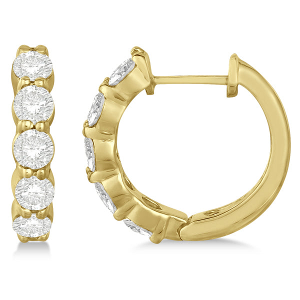 Hinged Hoop Lab Diamond Huggie Style Earrings 14k Yellow Gold (1.51ct)