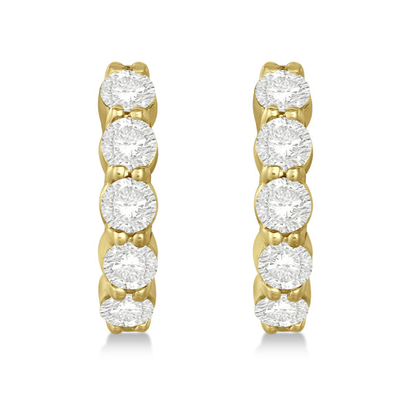 Hinged Hoop Lab Diamond Huggie Style Earrings 14k Yellow Gold (1.51ct)