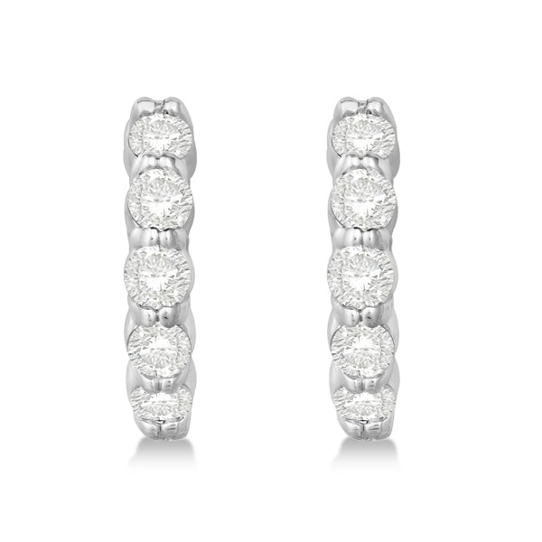 Hinged Hoop Lab Grown Diamond Huggie Style Earrings 14k White Gold (1.00ct)