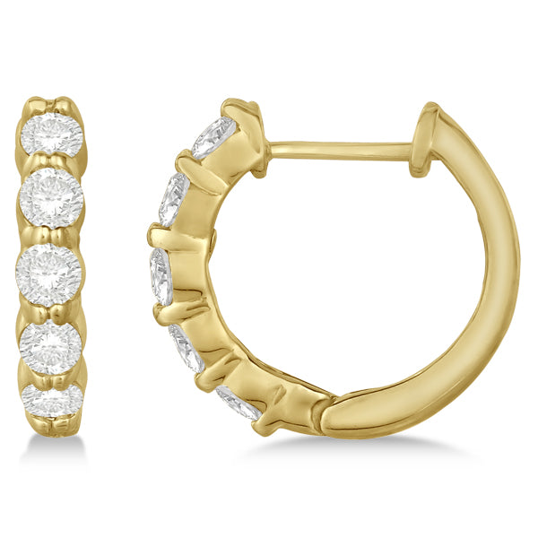Hinged Hoop Lab Diamond Huggie Style Earrings 14k Yellow Gold (1.00ct)