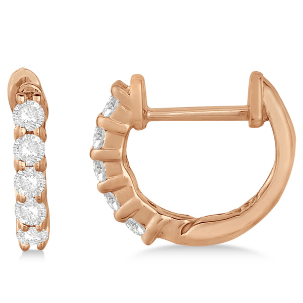 Hinged Hoop Lab Diamond Huggie Style Earrings 14k Rose Gold (0.25ct)