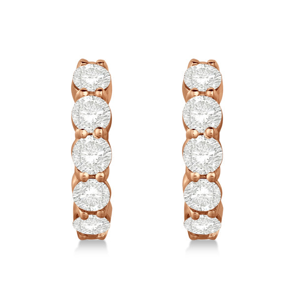 Hinged Hoop Lab Diamond Huggie Style Earrings 14k Rose Gold (2.00ct)