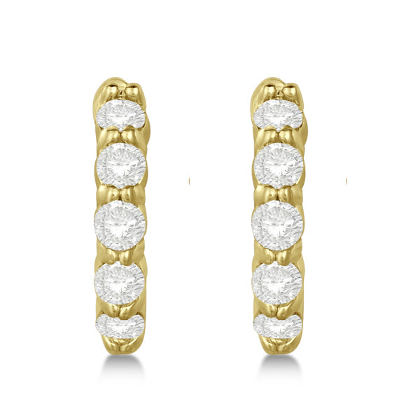 Hinged Hoop Lab Diamond Huggie Style Earrings 14k Yellow Gold (0.50ct)