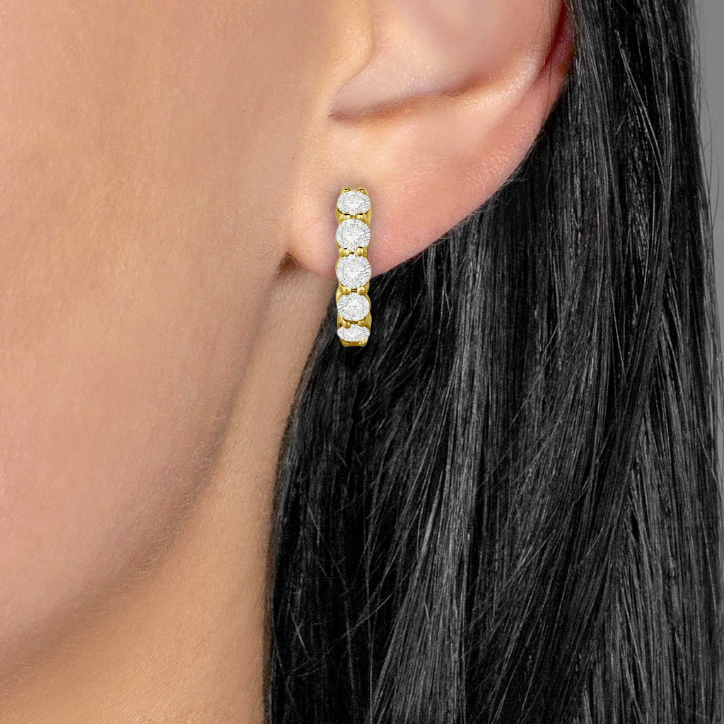 Hinged Hoop Lab Diamond Huggie Style Earrings 14k Yellow Gold (0.50ct)