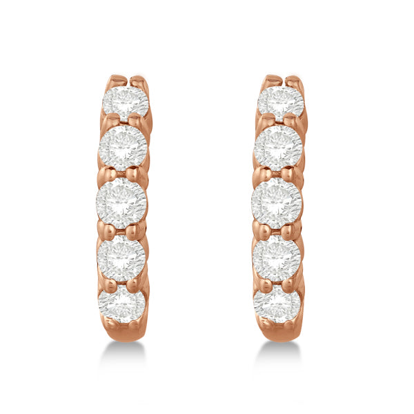Hinged Hoop Lab Diamond Huggie Style Earrings 14k Rose Gold (0.75ct)