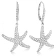 Dangling Starfish Diamond Earrings Pave Set 14k White Gold (1.17ct)