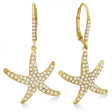 Dangling Starfish Diamond Earrings Pave Set 14k Yellow Gold (1.17ct)