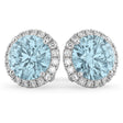 Halo Round Aquamarine & Diamond Earrings 14k White Gold (4.97ct)