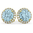 Halo Round Aquamarine & Diamond Earrings 14k Yellow Gold (4.97ct)