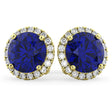 Halo Round Blue Sapphire & Diamond Earrings 14k Yellow Gold (5.17ct)