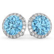 Halo Round Blue Topaz & Diamond Earrings 14k White Gold (5.57ct)