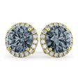 Halo Round Gray Spinel & Diamond Earrings 14k Yellow Gold (4.17ct)