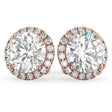 Halo Round Lab Diamond Stud Earrings 14k Rose Gold (4.57ct)