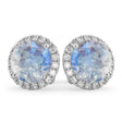 Halo Round Moonstone & Diamond Earrings 14k White Gold (5.57ct)