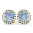 Halo Round Moonstone & Diamond Earrings 14k Yellow Gold (5.57ct)