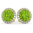 Halo Round Peridot & Diamond Earrings 14k Yellow Gold (4.57ct)