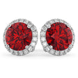Halo Round Ruby & Diamond Earrings 14k White Gold (5.17ct)