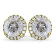 Halo Round Salt & Pepper Diamond & Diamond Earrings 14k Yellow Gold (4.57ct)