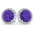 Halo Round Tanzanite & Diamond Earrings 14k White Gold (4.17ct)
