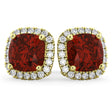 Halo Cushion Garnet & Diamond Earrings 14k Yellow Gold (4.04ct)