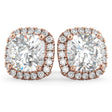 Halo Cushion Cut Lab Diamond Stud Earrings 14k Rose Gold (3.10ct)