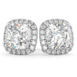Halo Cushion Cut Lab Diamond Stud Earrings 14k White Gold (3.10ct)