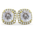 Cushion Cut Salt & Pepper Diamond & Diamond Earrings 14k Yellow Gold (3.10ct)