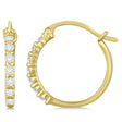 Genuine Diamond Hoop Earrings Pave Set in 14k Yellow Gold 0.33ct