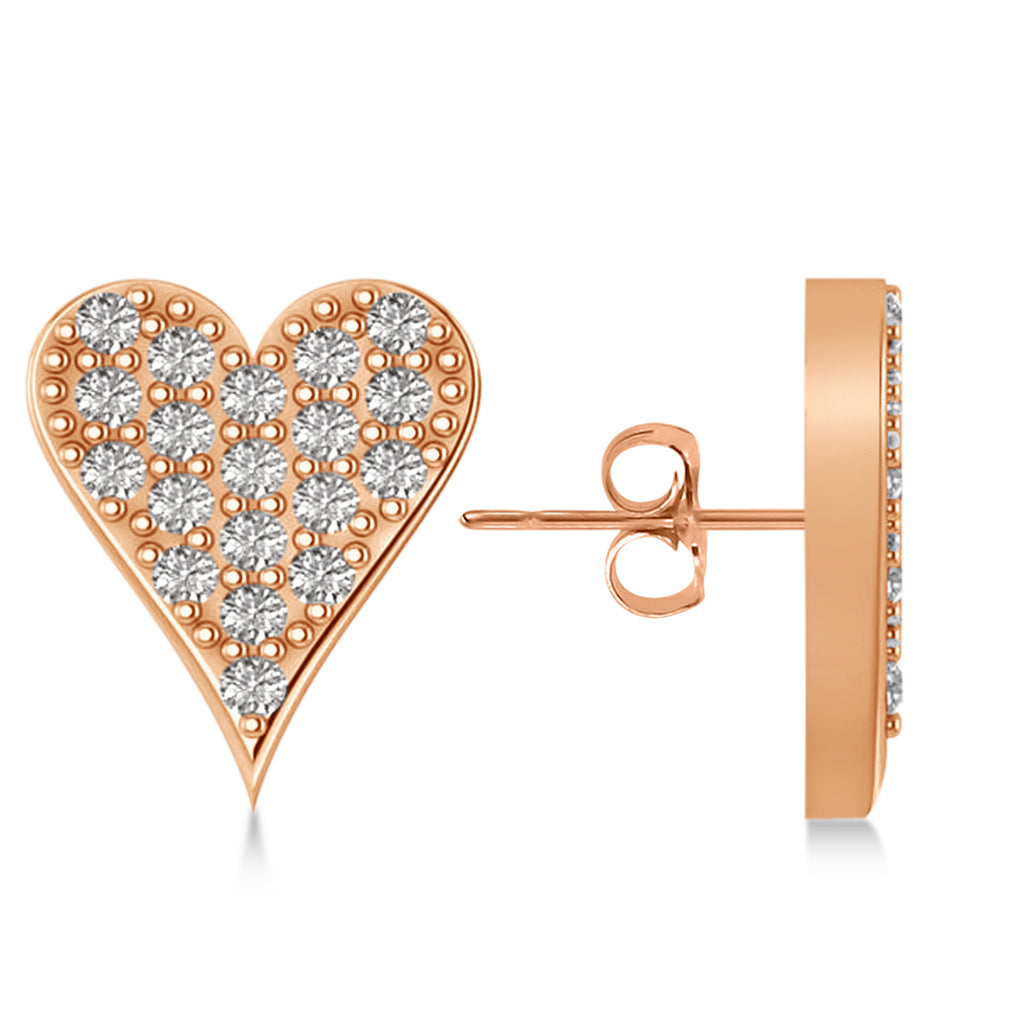 Diamond Pave Elongated Heart Earrings 14k Rose Gold (0.38ct)