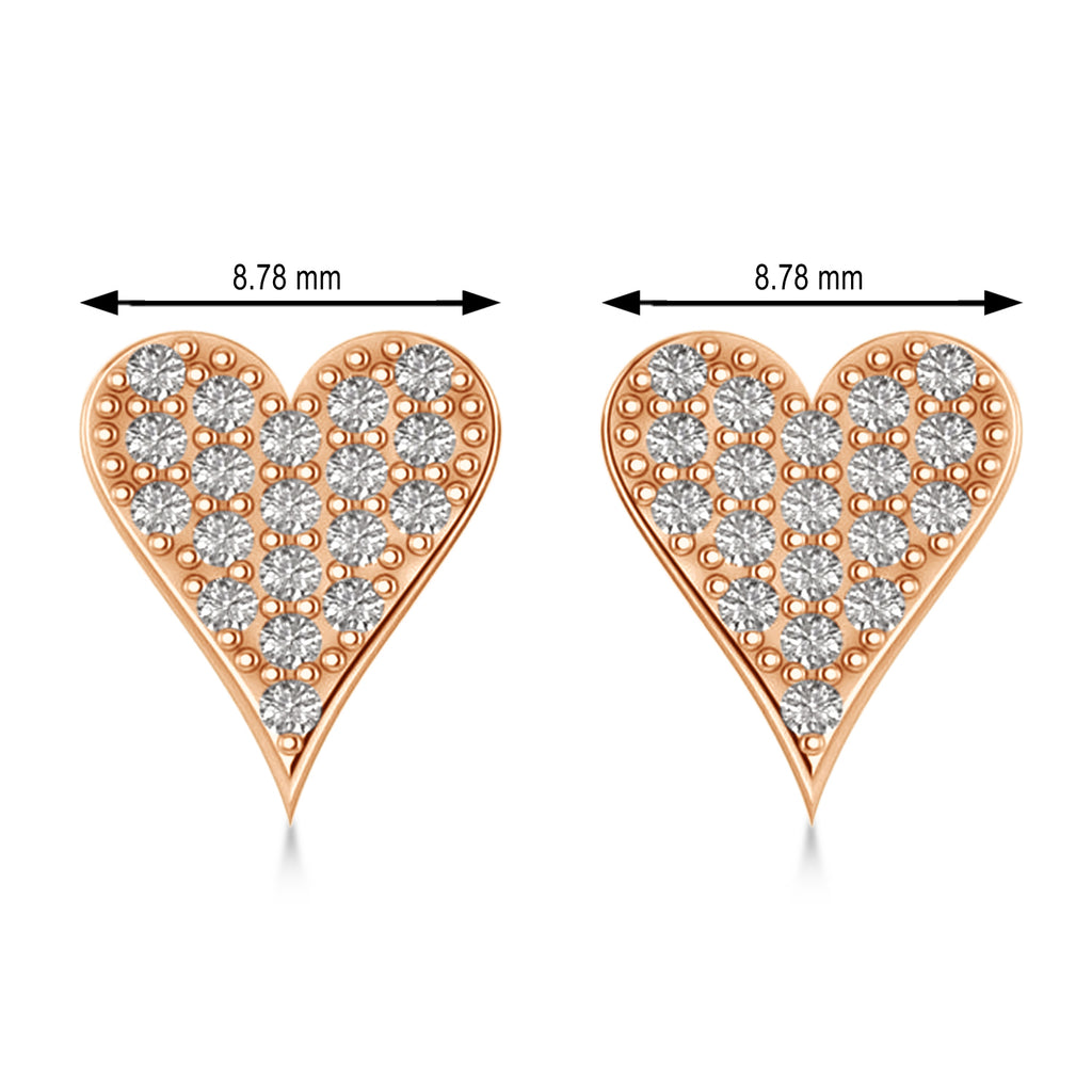 Diamond Pave Elongated Heart Earrings 14k Rose Gold (0.38ct)
