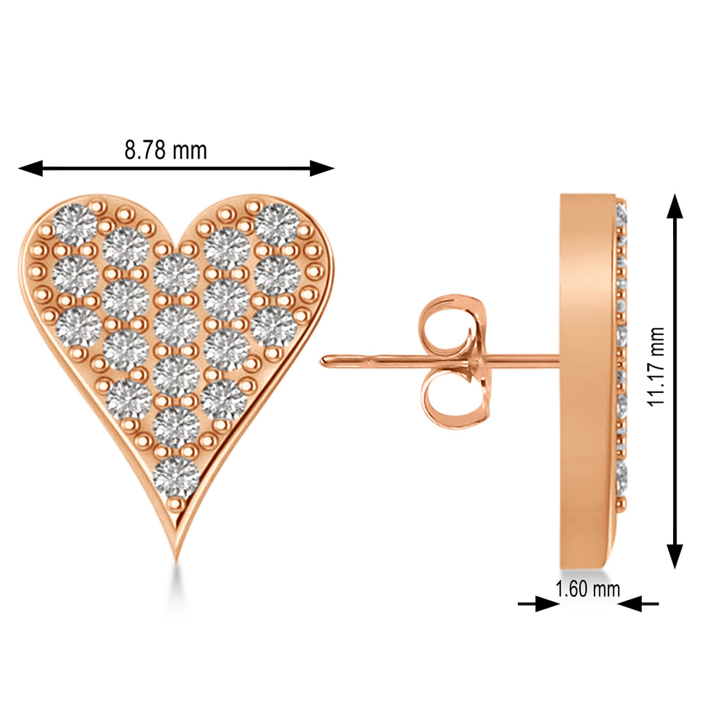 Diamond Pave Elongated Heart Earrings 14k Rose Gold (0.38ct)