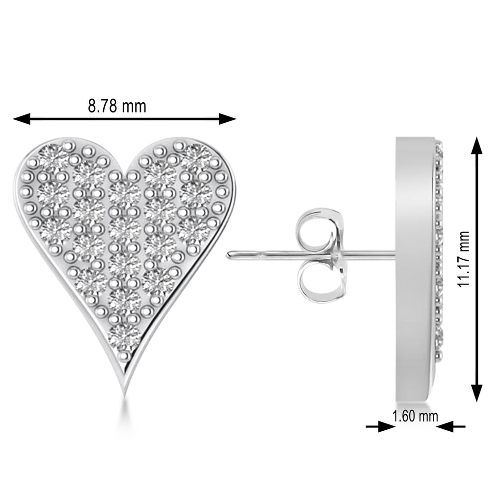 Diamond Pave Elongated Heart Earrings 14k White Gold (0.38ct)