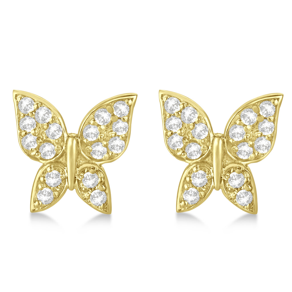 Diamond Butterfly Stud Earrings 14k Yellow Gold (0.30ct)