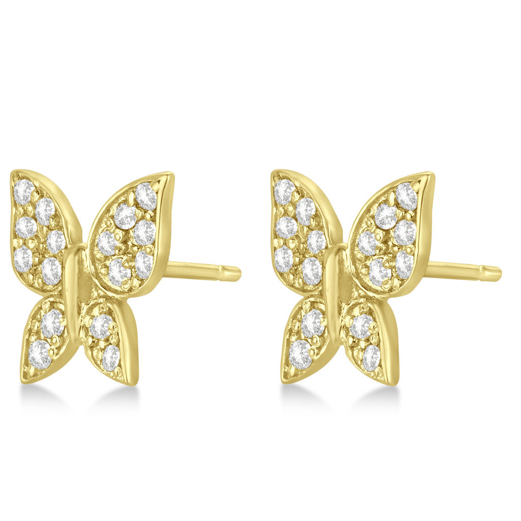 Diamond Butterfly Stud Earrings 14k Yellow Gold (0.30ct)