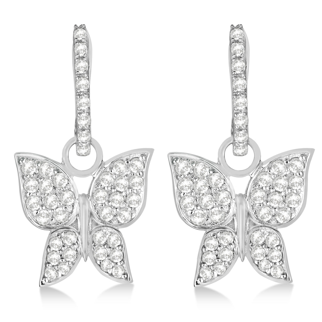 Diamond Butterfly Drop Earrings 14k White Gold (1.26ct)