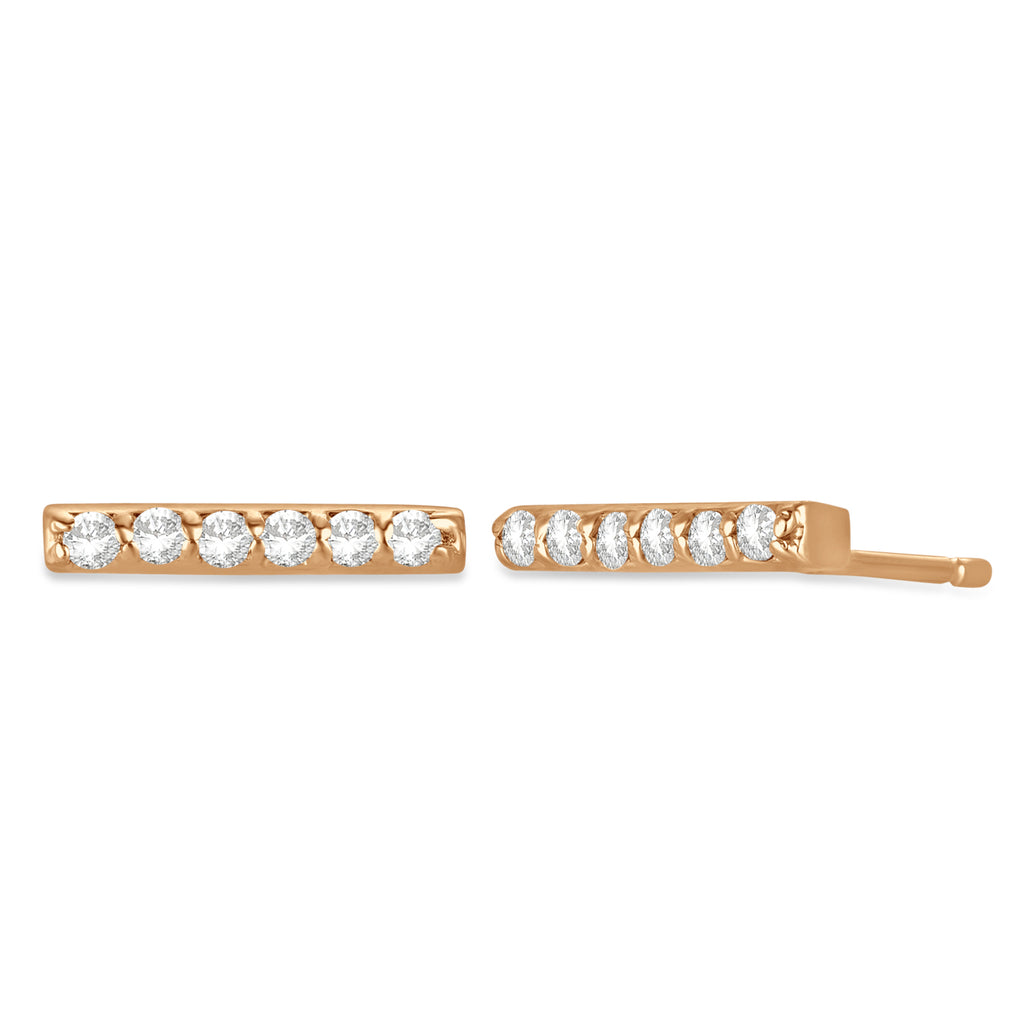 Diamond Bar Earrings 14k Rose Gold (0.12ct)