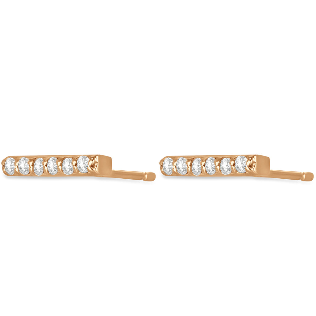 Diamond Bar Earrings 14k Rose Gold (0.12ct)