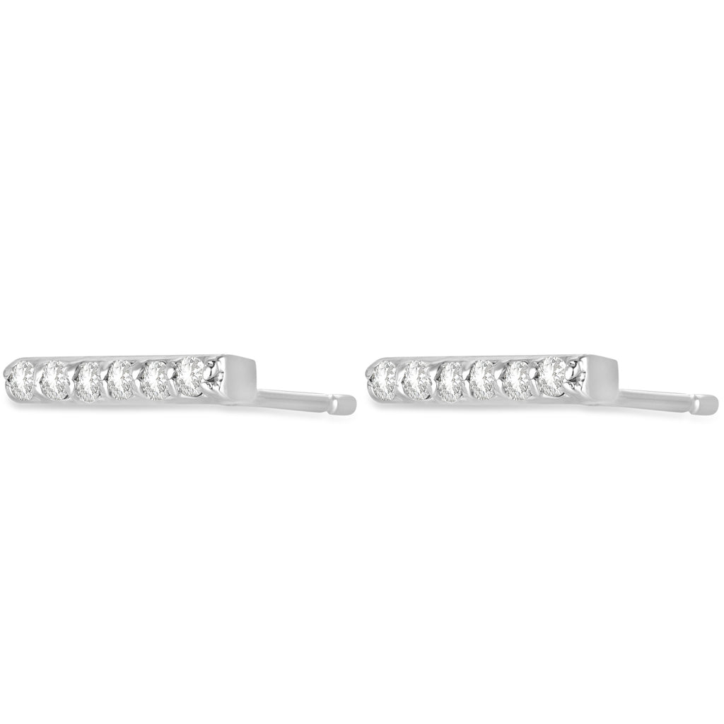 Diamond Bar Earrings 14k White Gold (0.12ct)