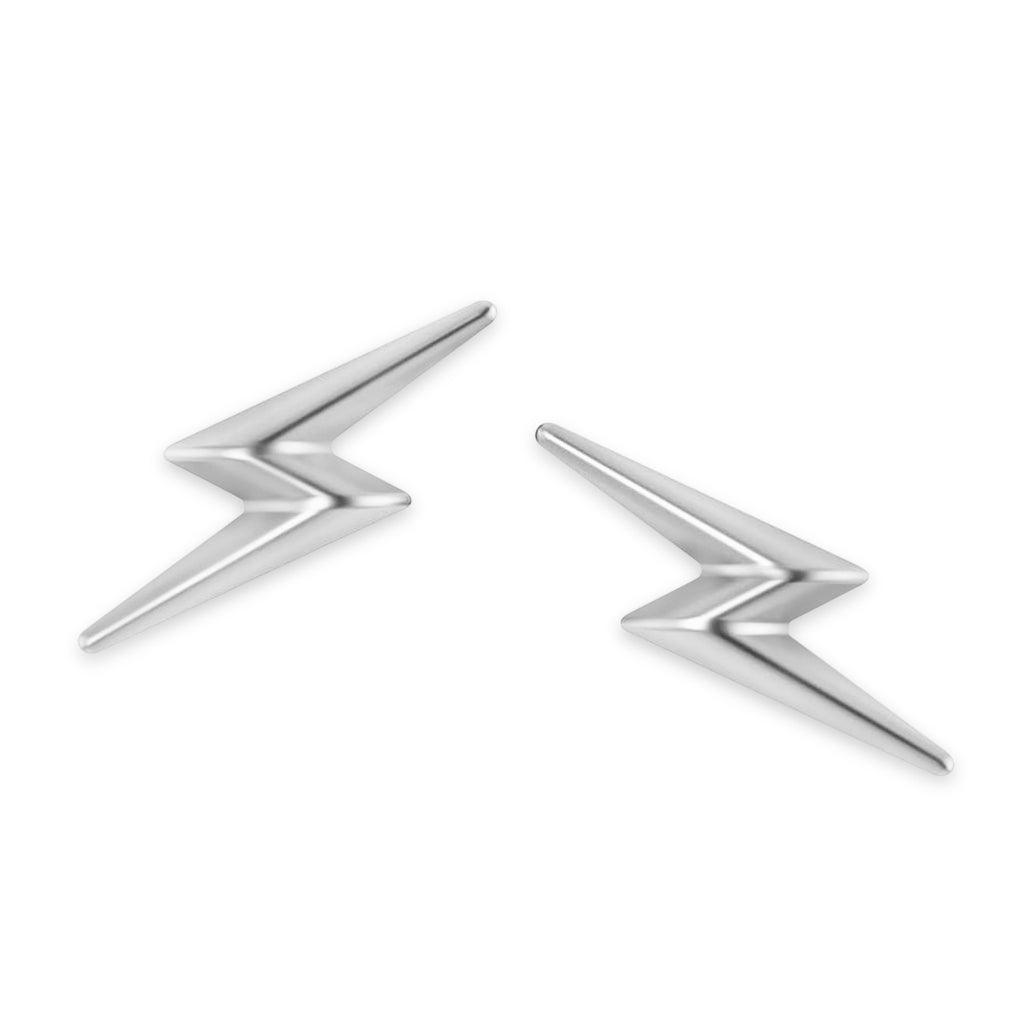 Lightning Bolt Earrings 14k White Gold