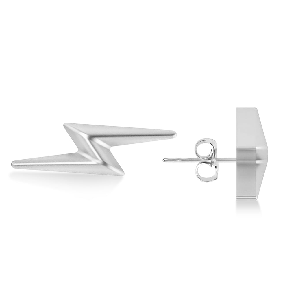 Lightning Bolt Earrings 14k White Gold