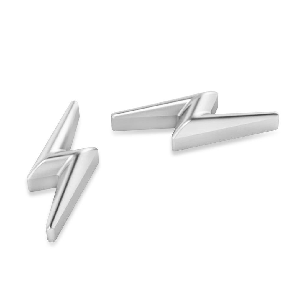 Lightning Bolt Earrings 14k White Gold
