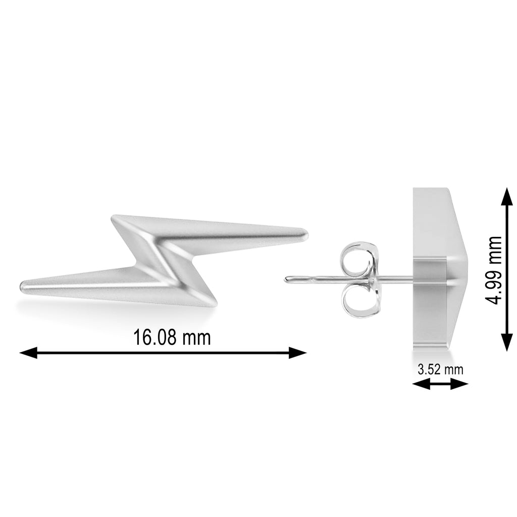 Lightning Bolt Earrings 14k White Gold