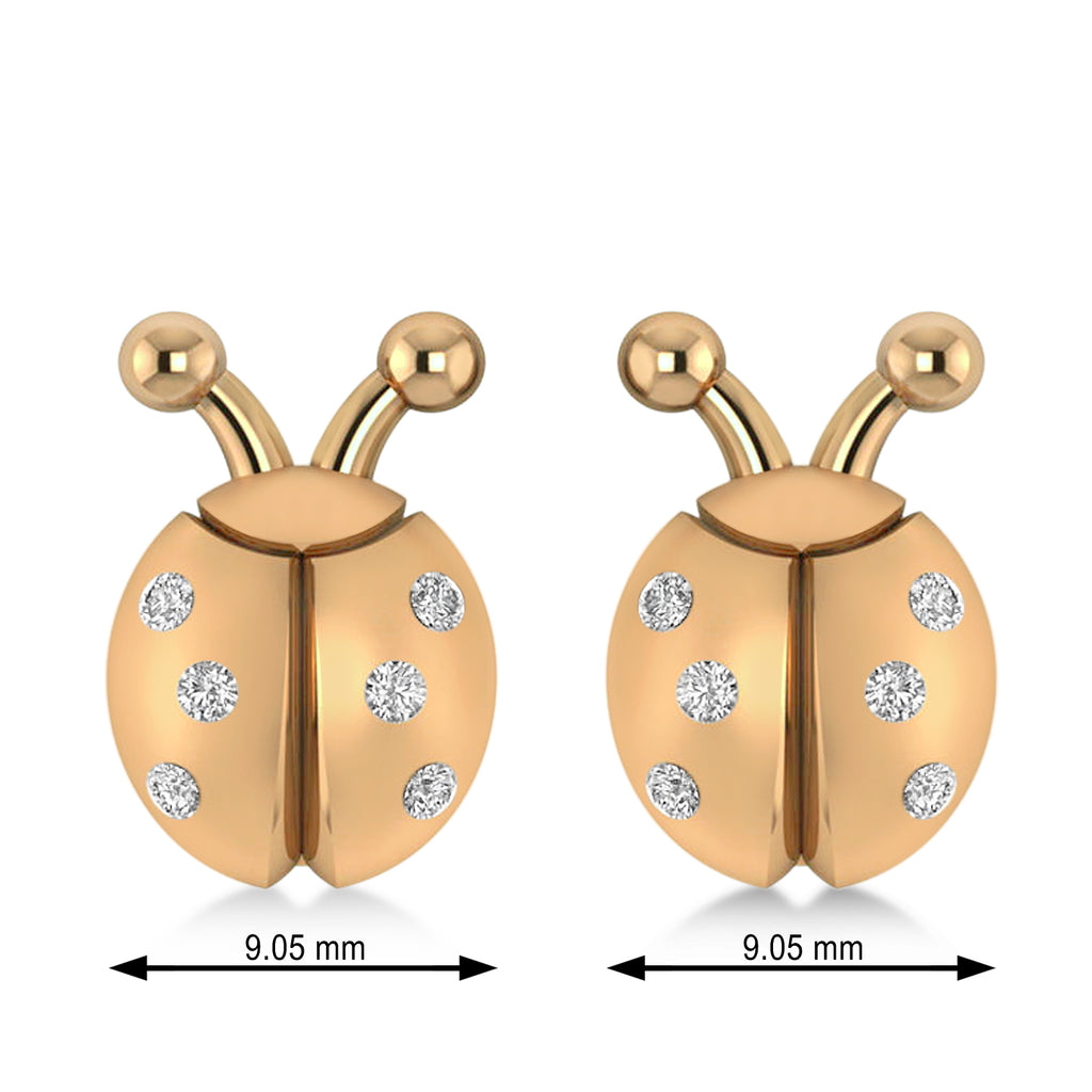 Lady's Diamond Ladybug Earrings 14k Rose Gold  (0.18ctw)