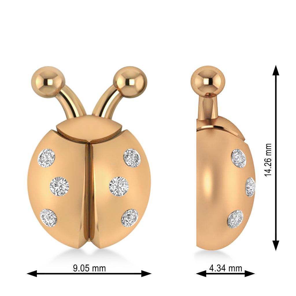 Lady's Diamond Ladybug Earrings 14k Rose Gold  (0.18ctw)