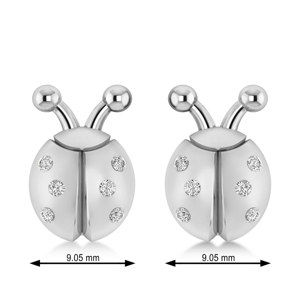 Lady's Diamond Ladybug Earrings 14k White Gold (0.18ctw)