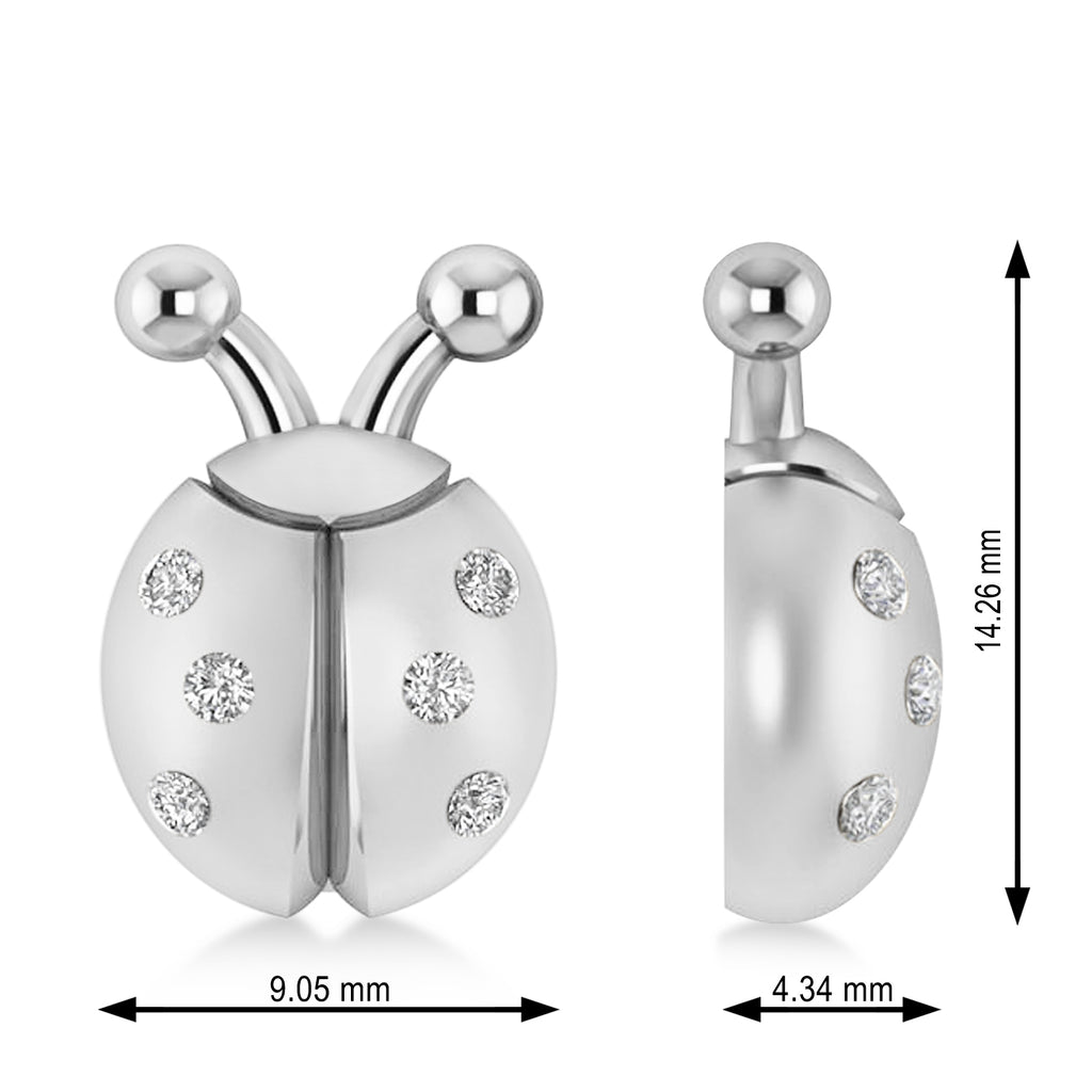 Lady's Diamond Ladybug Earrings 14k White Gold (0.18ctw)